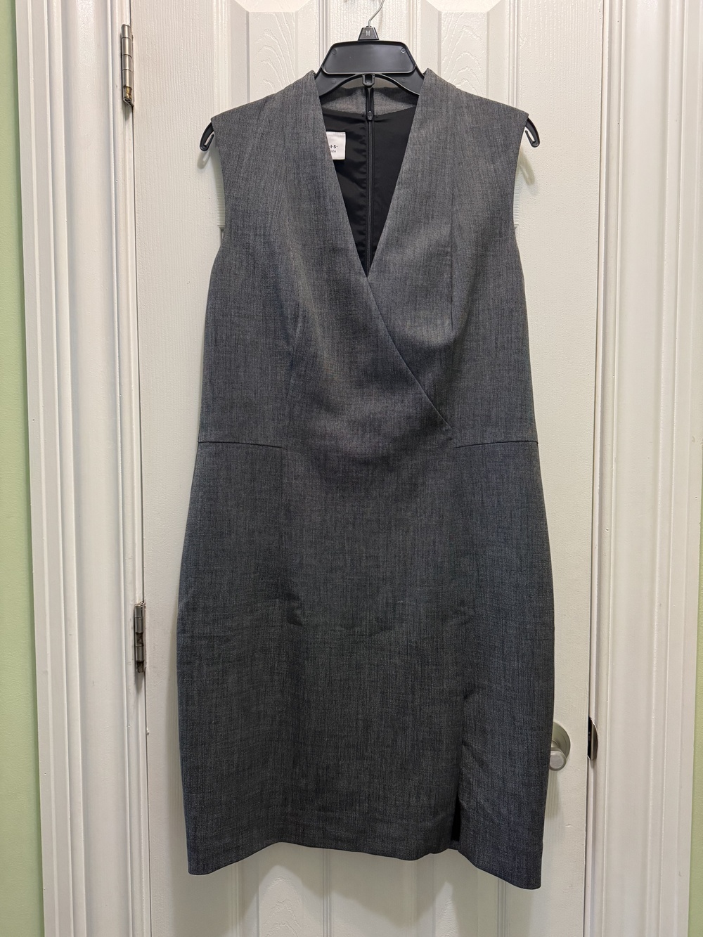Akris Punto Sheath Dress, Grey, V-Neck, Size US12
